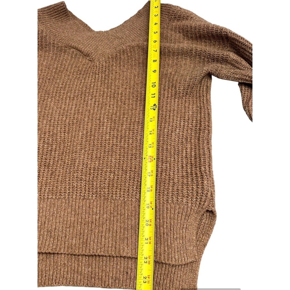 Pink Rose - Women's Brown Sweater Top Long Sleeve V-neck Loose Knit Size Medium - Picture 5 of 7